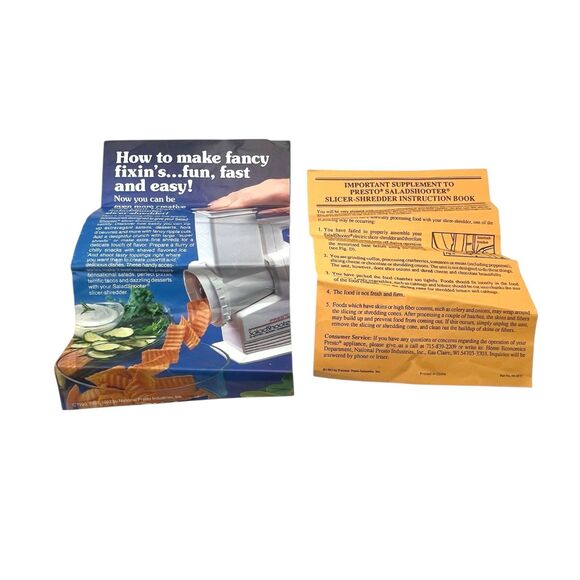 Vintage Presto Electric Salad Shooter White 02910 Slicer Complete In Box Tested - Picture 9 of 9